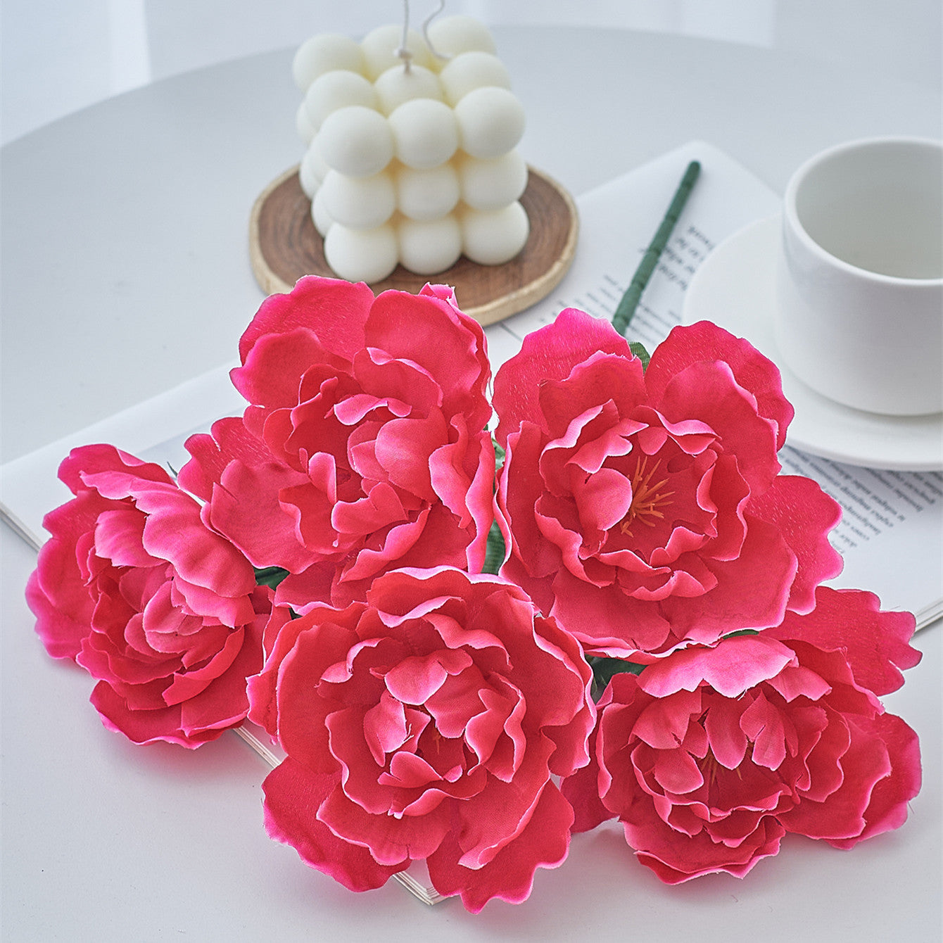 Realistic Peony Silk Flowers for Home Decor - Beautiful Faux Peonies Perfect for Living Rooms, Tables, and Floral Arrangements