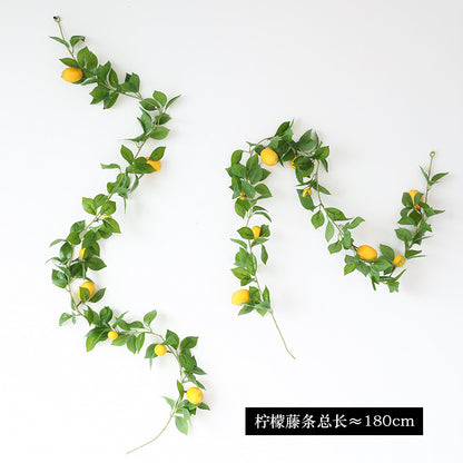 Realistic Faux Lemon Vine Decorative Greenery for Garden and Wall Décor – Lifelike Lemon Garland and Hanging Plant Accessories