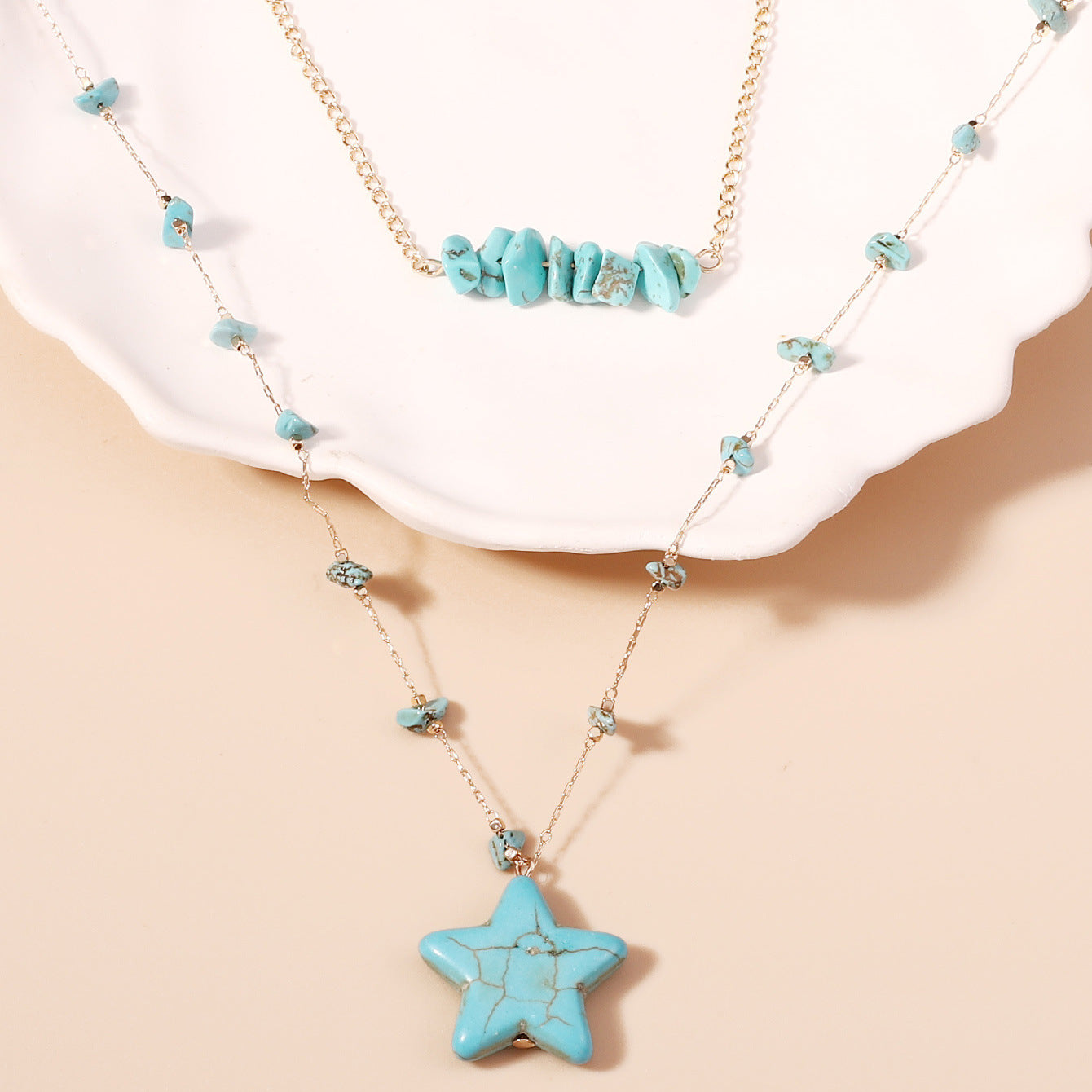 Trendy Ocean Blue Star Pendant Necklace - Unique Alloy Design, Minimalist Style, Perfect for Layering or Everyday Wear