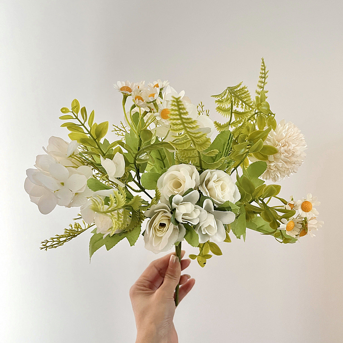 Vibrant Daisy-Inspired Faux Flower Bouquet with Hydrangeas - Perfect for Home Decor, Living Room Accent, Wedding Decorations, and Photography Props