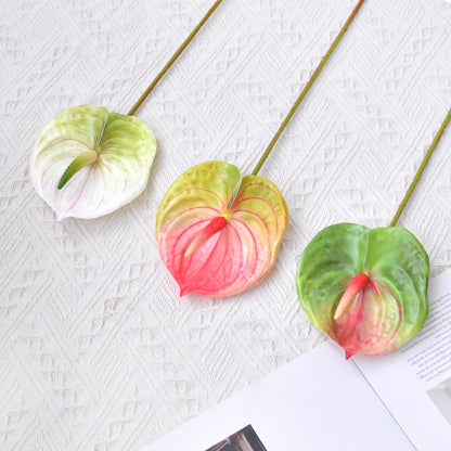 Realistic 3D Printed Red Anthurium Flower Bouquet - Touch-Sensitive Design for Home Decor, Living Room Accent, and Flower Arrangement Inspiration with White Anthurium and Green Leaves