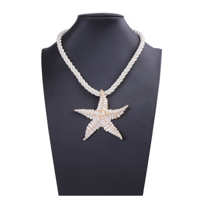 Minimalist Ocean-Inspired Vacation Jewelry Set: Unique Alloy Starfish Pendant Necklace and Earrings for Effortless Summer Style