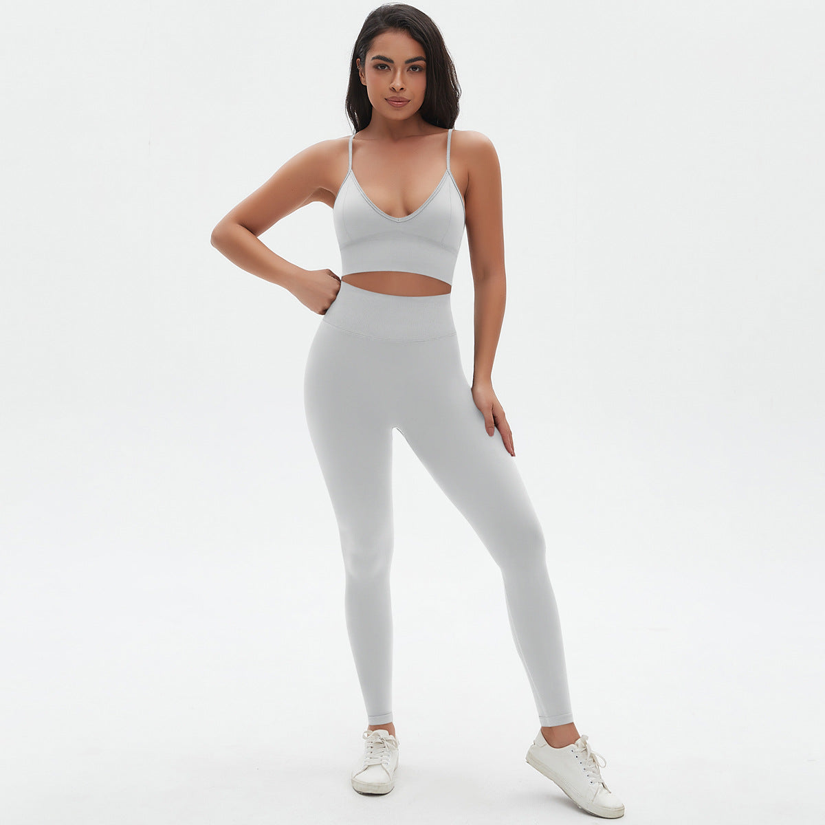 Seamless Low V Neck Cami Yoga Set with High Waisted Peach Butt Lifting Leggings Comfort Style for Your Workout