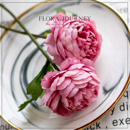 Single Stem Faux Peony Flower Bouquet - Elegant Wedding Holding Flowers and Decorative Roses for Home Living Room, Perfect for Celebrations and Floral Displays