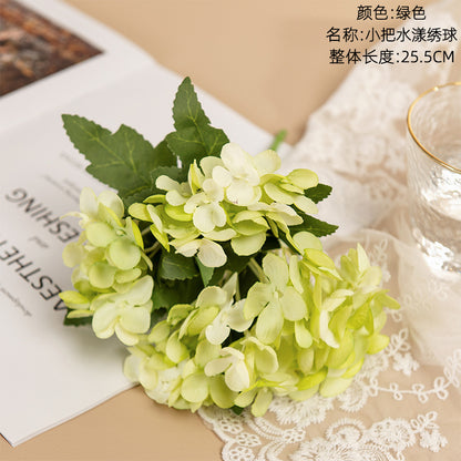 Elegant Wedding Decoration: Realistic Miniature Hydrangea Bouquet - Perfect for Home Decor, INS Style Artificial Flowers for a Refreshing Ambiance