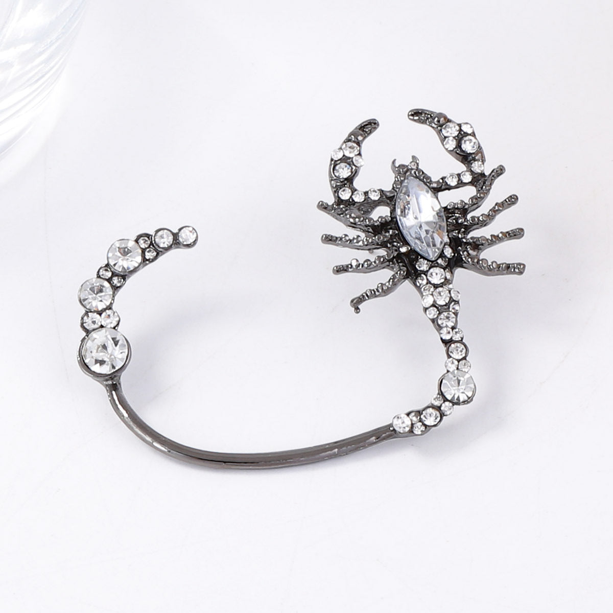 Stylish Dark-Themed Halloween Scorpion Earrings with Sparkling Full Rhinestone Accents - Elegant Alloy Jewelry for Women