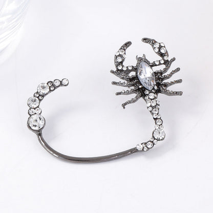 Stylish Dark-Themed Halloween Scorpion Earrings with Sparkling Full Rhinestone Accents - Elegant Alloy Jewelry for Women