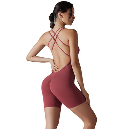 High Performance Butt Lifting Sportswear Yoga Jumpsuit with Cross back Design Seamless Long Pants for Comfort and Style