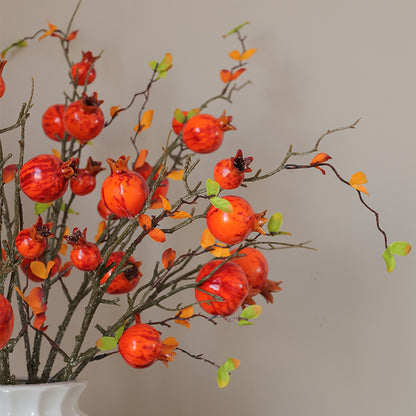 Realistic Artificial Pomegranate Branch - Stunning Home Decor for Living Room, Photography Props, and Year-Round Floral Arrangement