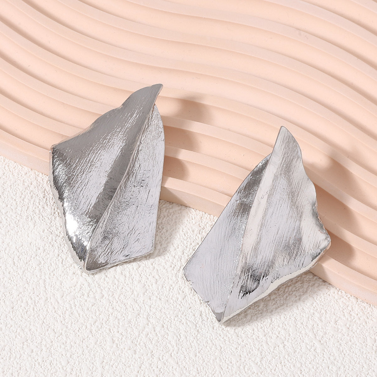 Trendy Vintage-Inspired Geometric Textured Metal Earrings - Bold and Unique Statement Studs for Any Occasion