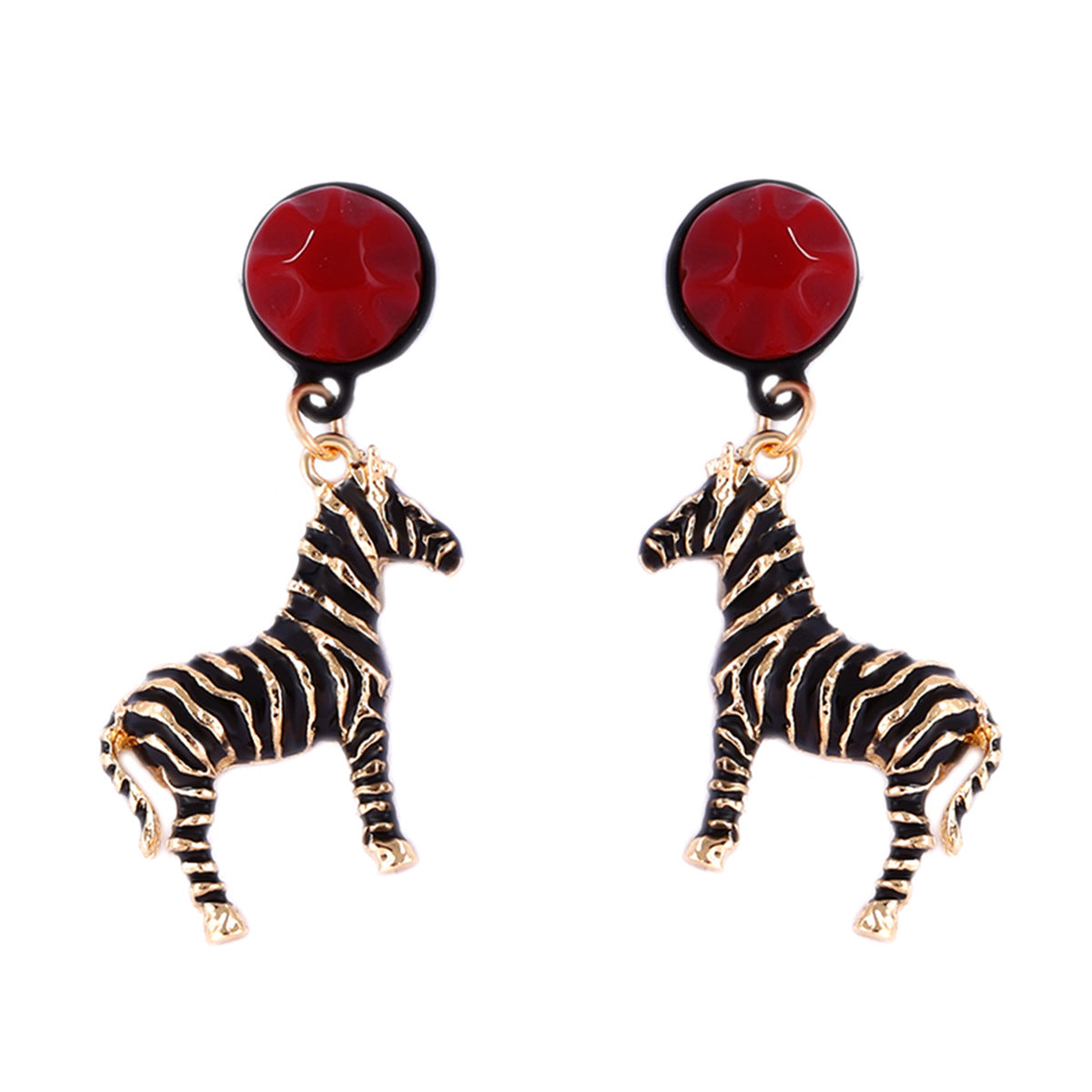 Unique Alloy Zebra Dangle Earrings – Creative Animal-Shaped Jewelry with Drip Oil Finish for Stylish Women