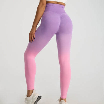 High Waisted Peach Butt Sculpting Fitness Leggings for Women Gradient Yoga Pants for Comfort Style