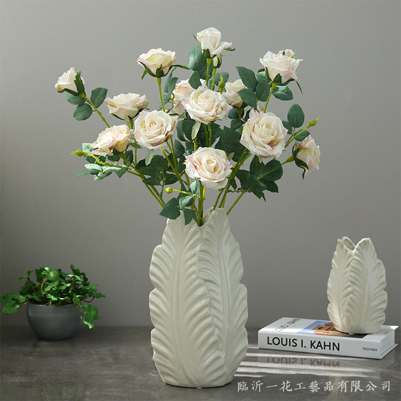 Realistic Faux Flower Bouquet with Curled Edge Roses - Modern Scandinavian Home Decor Accent for Dining Table - Unique Floral Table Centerpiece