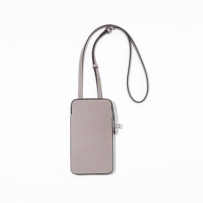 Lock Closure Mini Leather Crossbody Bag for Women Palm Texture Simple Solid Color for Everyday Use