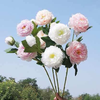 Realistic Artificial Peony Floral Arrangement - 3-Head Yang Fei Peony for Home Decor, Wedding Events, and Photography Styling