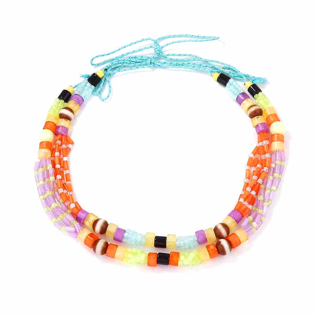 Bohemian-Inspired Colorful Beaded Rope Layered Geometric Multi-Layer Necklace for Women – Unique, Trendy, and Perfect for Any Occasion