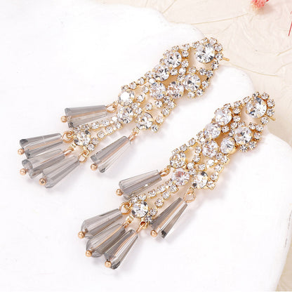 Elegant Crystal Tassel Earrings with Chic Design - Perfect for Engagement Gifts, Versatile Women's Jewelry, and Everyday Wear