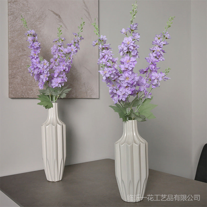 Modern Minimalist Faux Flower Delphinium Decor - Stunning Silk Flower Arrangement for Living Room Tables, Ideal for Home Decor and Photography Props