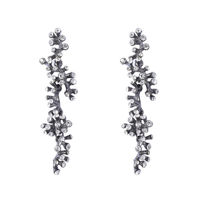 Elegant Long Drop Earrings with Full Rhinestone Cascade Design – Luxurious Alloy Statement Jewelry for Women, Perfect for Parties and Special Occasions