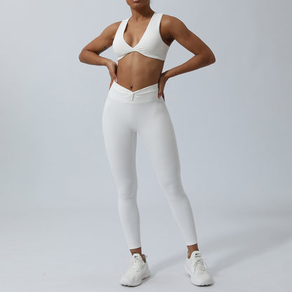 Yoga Knot Bra and Peach Butt High Waisted Leggings Set Seamless Workout Outfit for Comfort and Performance