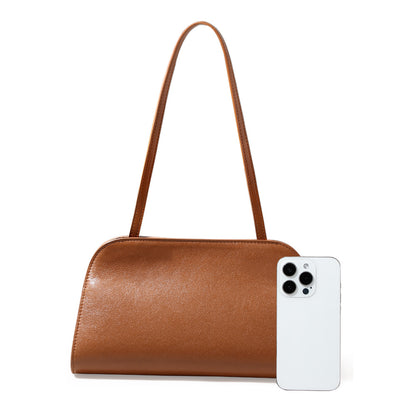 Luxurious French Style Leather Underarm Bag Vegetable Tanned Cowhide Clutch and Crossbody Purse for Women Chic Minimalist Design for Any Occasion