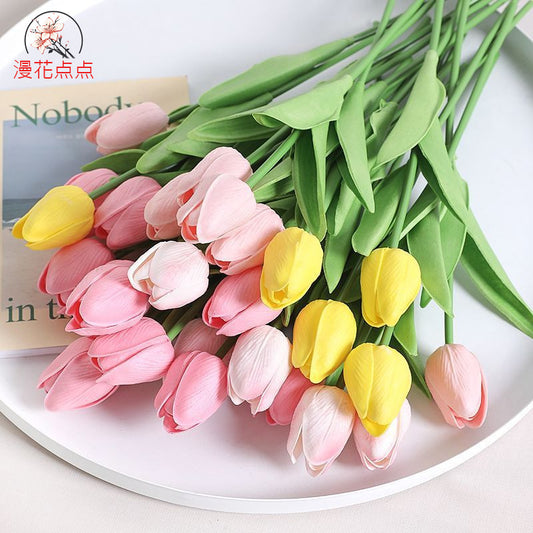 Realistic Artificial Tulips for Home Decor - Elegant Floral Arrangements for Living Room, Bedroom, and Dining Table - Charming Faux Flowers Perfect for Photoshoots