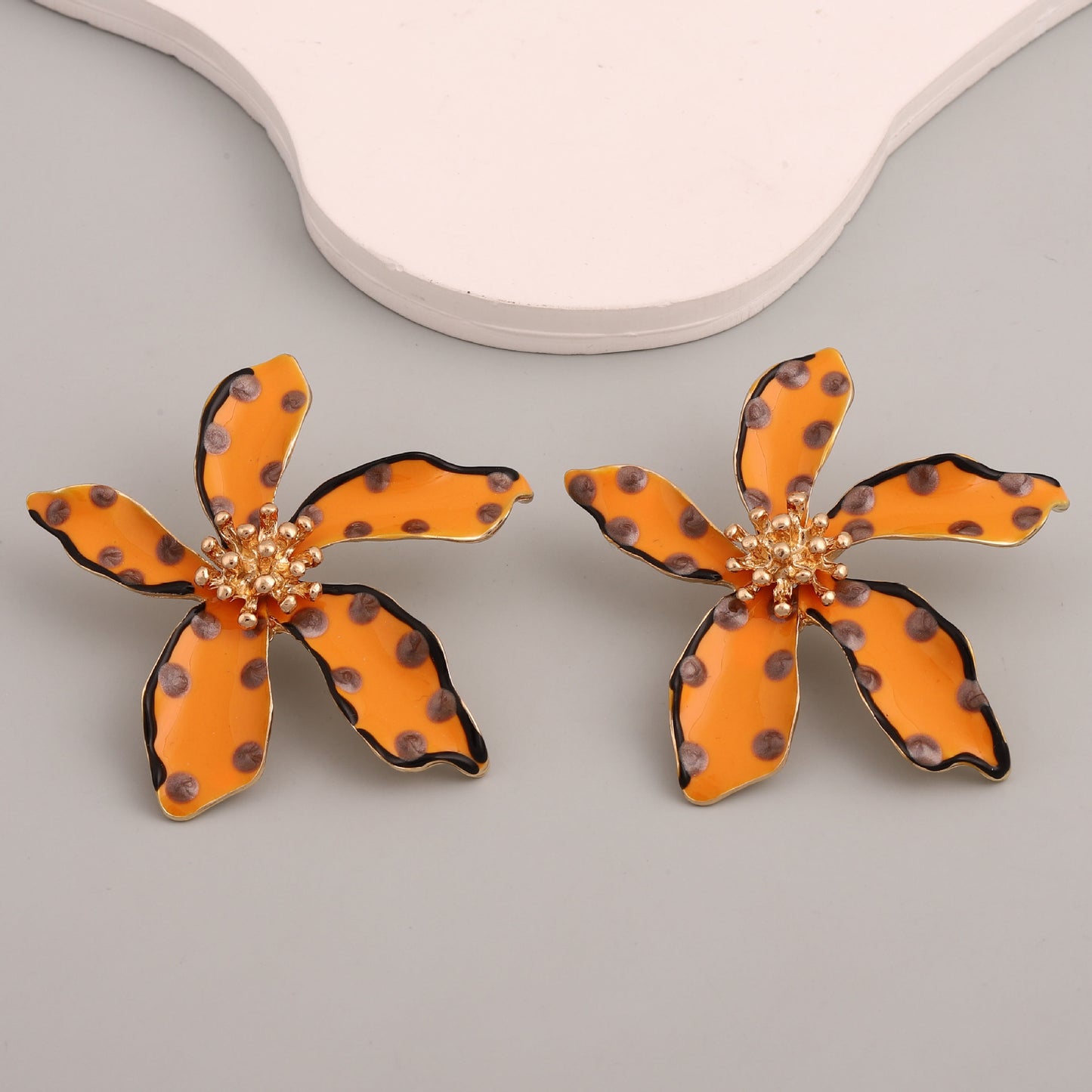Chic and Unique Drop Oil Flower Earrings - Bold Polka Dot Alloy Jewelry for Women