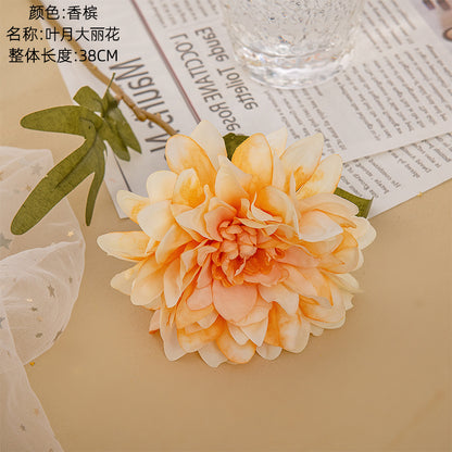 Realistic Dahlia Artificial Flower - Lifelike Green Plant Wedding Decor, Perfect for INS-inspired Events | MW66789