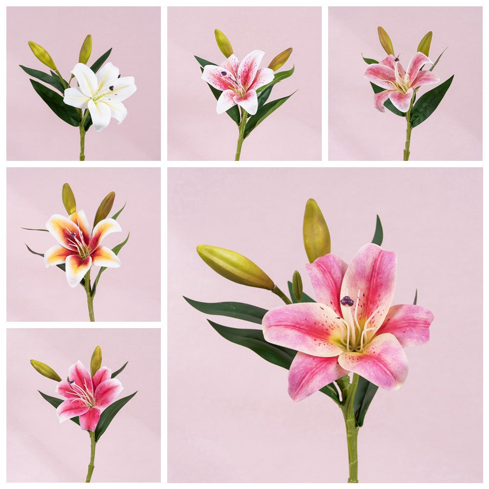 Realistic Faux Lily Flowers - Elegant Green Plant Décor for Weddings - CL09006