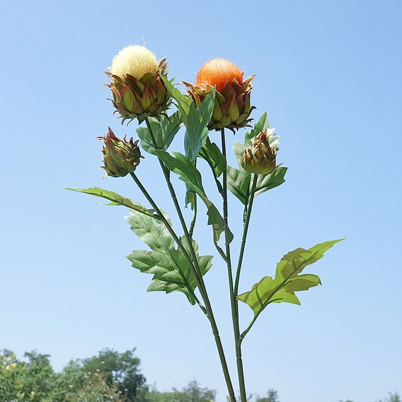 Realistic Greenery Single Stem Thistle Flower - Perfect for Home Décor, Model Homes, Wedding Photography, and Soft Furnishings Decoration