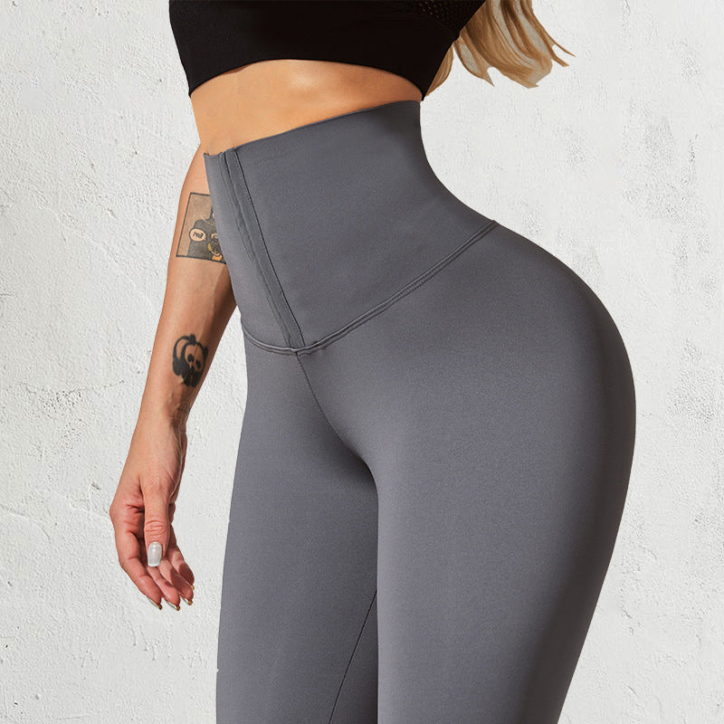 High Waisted Double Breasted Shaping Workout Pants for Women Stretchy Tummy Control Leggings Ideal for Running Training Yoga and Fitness