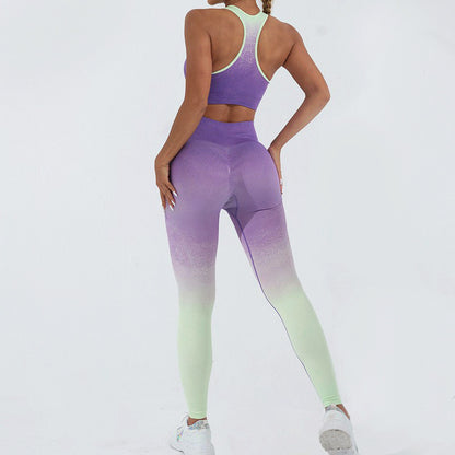 Women's Gradient Yoga Outfit Set for Fall Gym Workouts Yoga Sessions