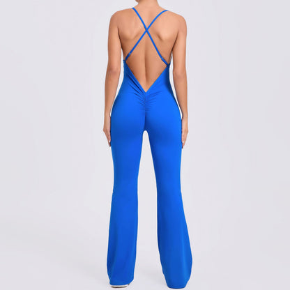 Adjustable Shoulder Strap Flare Yoga Jumpsuit Hollow Out Design for Enhanced Lift and Support for Fitness Enthusiasts