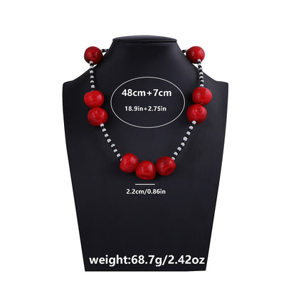 Elegant Minimalist Resin Cherry and Bead Necklace for Women - Versatile, Unique, and  Quality Fashion Accessory