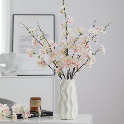 Stunning Realistic Double-Stem Silk Flowers - Japanese Cherry Blossom & Peach Blossom Arrangement for Living Room Décor, Window Display, Wedding Decorations, and Photographic Props