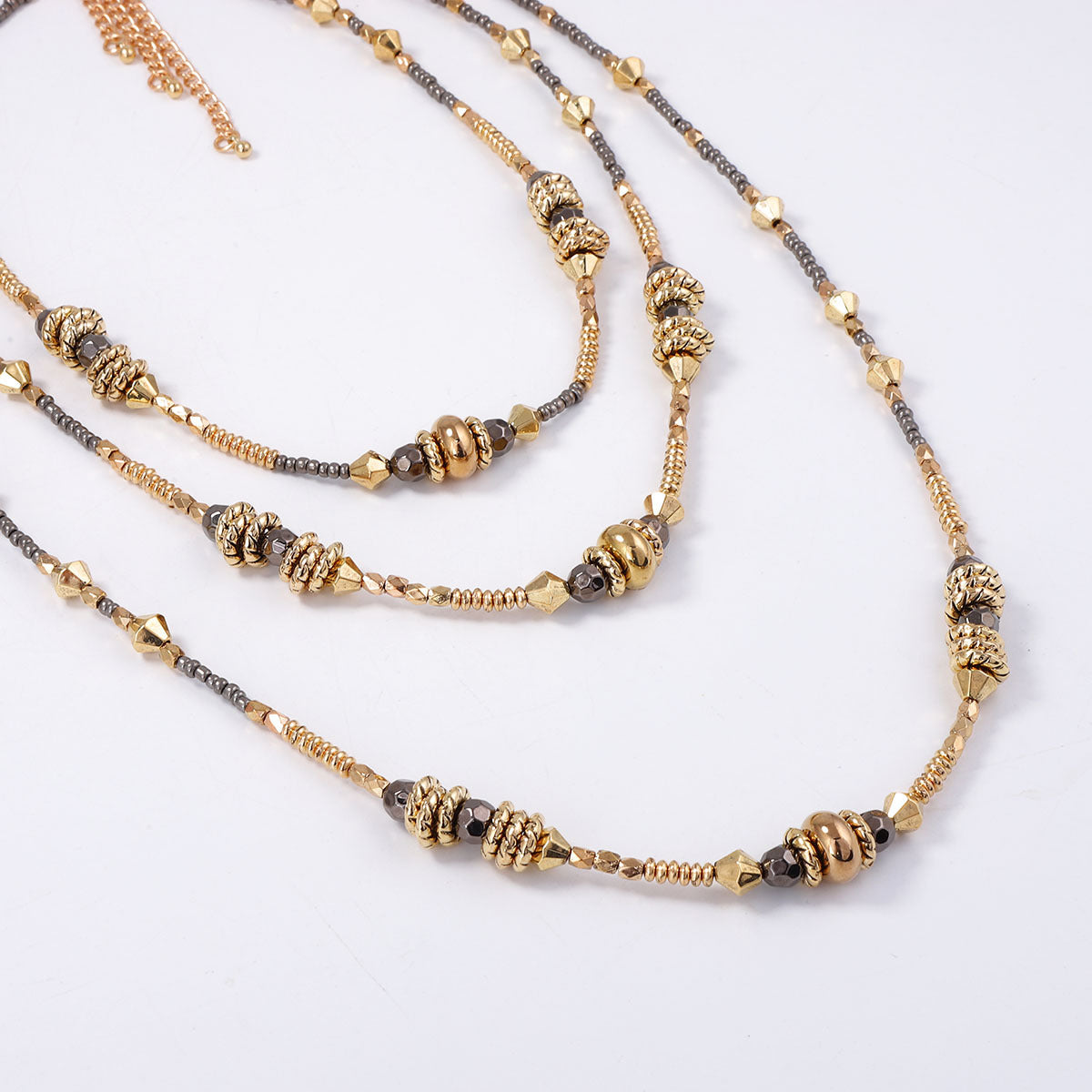 Stylish Multi-Layer Geometric Bead Necklace for Women - Chic Luxury Vintage Design with Unique Personality