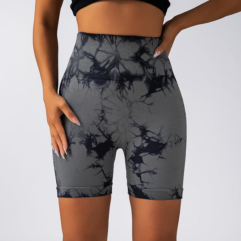 High Performance Tie Dye Yoga Shorts for Women Breathable Stretchy and for Running and Workout with Lifted Butt Design