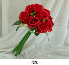 Stunning Realistic 12-Head Mini Rose Bouquet | Korean Style Bridal Handheld Flower for Wedding Photography & Home Decor | Beautiful Artificial Floral Arrangement