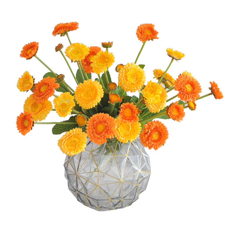 Realistic Gold Plume Marigold Artificial Flowers - Set of 3 Fresh & Vibrant Home Decor for Weddings and Special Events