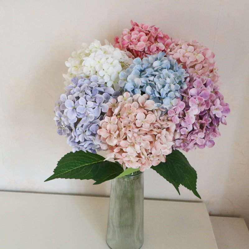 Single Stem Hydrangea Lollipop Floral Arrangement - Realistic Silk Flowers for Wedding Decor, Indoor Bouquets, and Aisle Accent Pieces