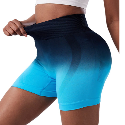 Gradient Yoga Shorts for Women Butt Lifting Tummy Control and for Outdoor Running Fitness Workouts