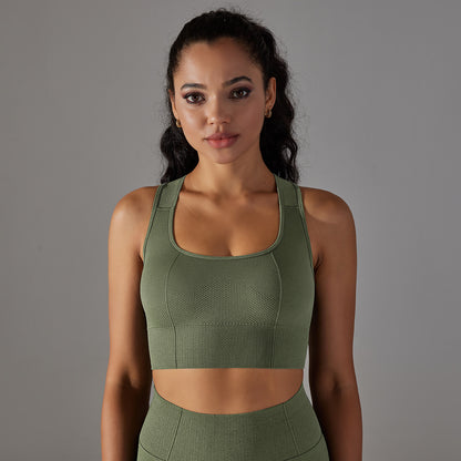 Seamless Quick Dry Yoga Tank Top with Racerback Design Shock Absorbing Sports Bra for Women for Running and Gym Fitness