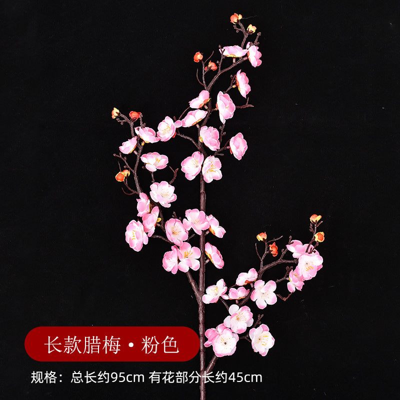 Realistic Plum Blossom Branch Faux Flower Bouquet - Elegant Plastic Home Decor for Living Room Vase Arrangements