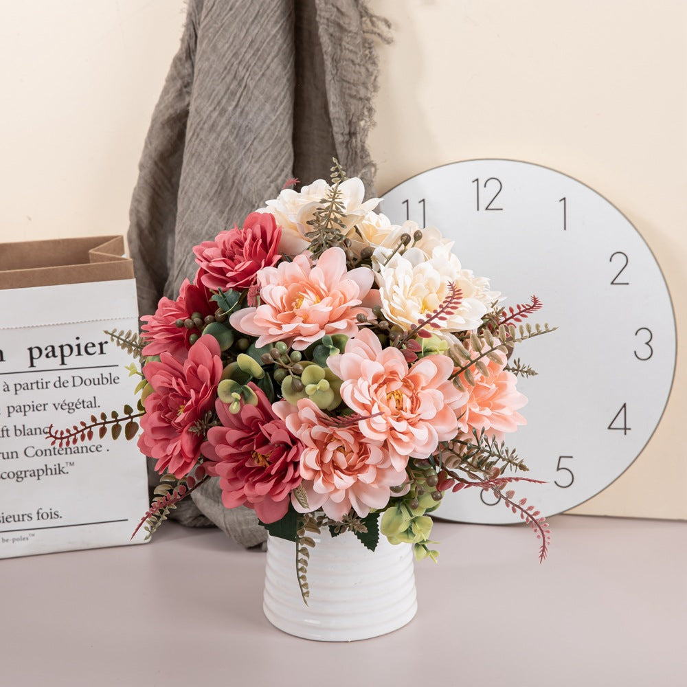 Stunning Foggy Coral Dahlia Faux Flowers for Home Decor - Perfect for Weddings & Events - INS-Style Artificial Blooms MW95003