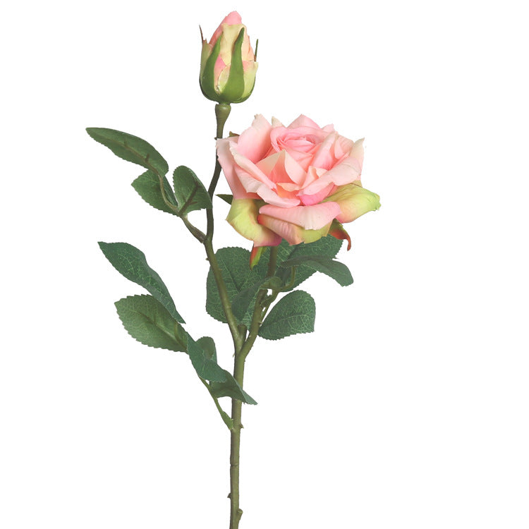 Lifelike Moisturizing Rose Simulation Flower for Home Decoration - Elegant Indoor Floral Arrangement with Double-Curled Edges for Living Room Aesthetics