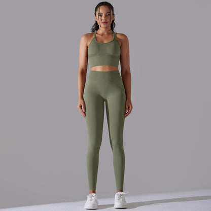 High Waisted Seamless Yoga Set with Padded Sports Bra Enhancing Lift and Support for During Workouts