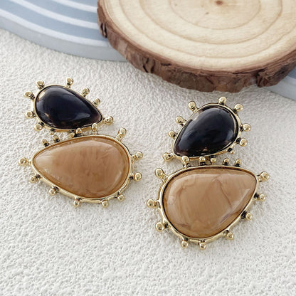 Baroque-Inspired Vintage Geometric Resin Gemstone Drop Earrings for Women - Perfect for Parties and Special Occasions