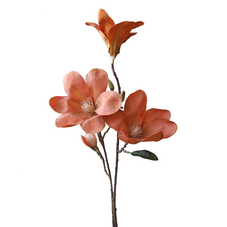 Realistic Magnolia Flower Artificial Decor – Stunning American-Style Table Arrangement for Elegant Home Decoration