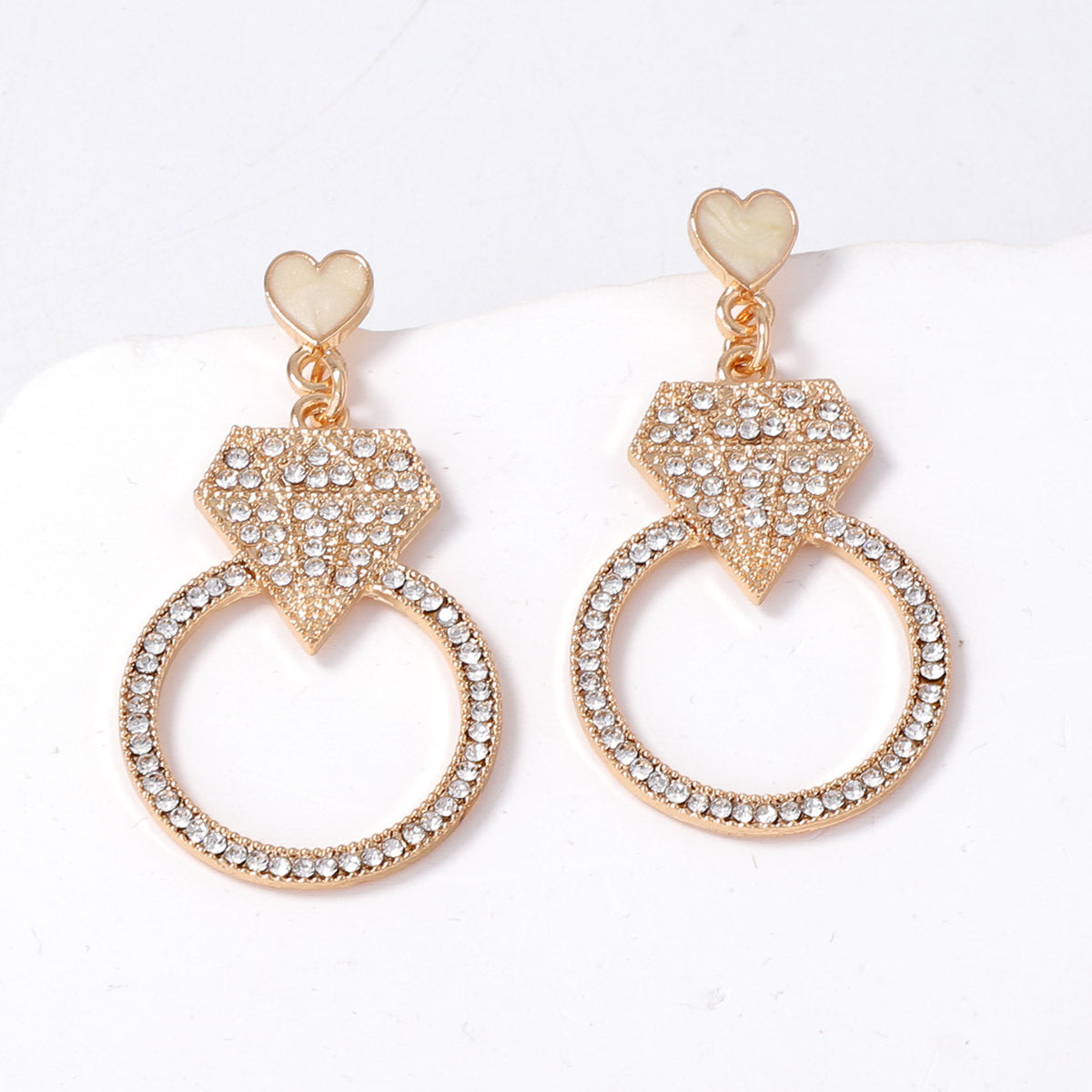 Exquisite Minimalist Alloy Geometric Round Earrings Covered in Sparkling Diamonds – Luxurious Versatile Jewelry for Women