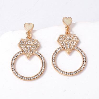 Exquisite Minimalist Alloy Geometric Round Earrings Covered in Sparkling Diamonds – Luxurious Versatile Jewelry for Women
